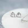 Modern White Gold Diamond Heart Earrings