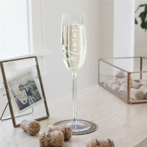 Mummy Champagne Glass Engraved With Mummy Vertically