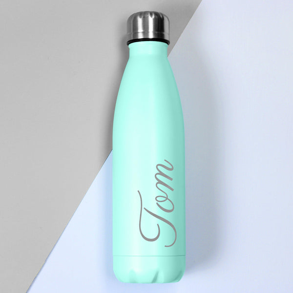 Personalised Mint Green Metal Insulated Drinks Bottle = Personalised For Tom