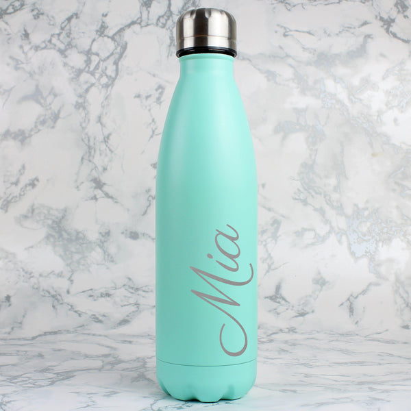 Personalised Mint Green Metal Insulated Drinks Bottle - Stylish - Elegant
