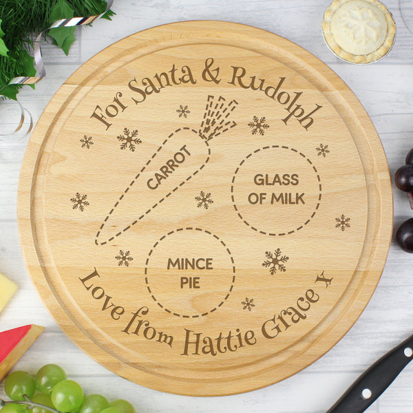 Personalised Christmas Eve Round Treats Board - Personalised From Hattie Grace
