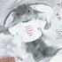 Grey fluffy bunny with text that reads "Willow's special Christmas Bunny 2022" on the bunny's top