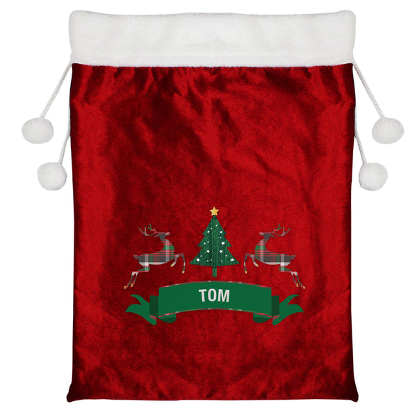 Personalised Nordic Christmas Luxury Pom Pom Red Sack -  Personalised For Tom