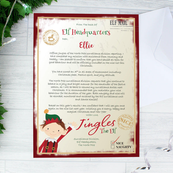 Personalised Elf Surveillance Christmas Letter - Personalised For Ellie