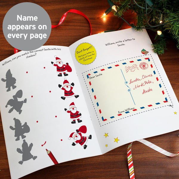 Personalised Christmas Activity Book with Stickers - Personalised Name On Every Page