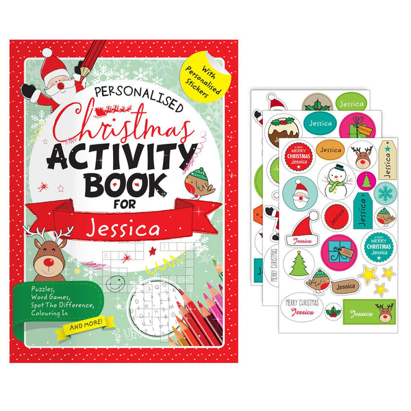 Personalised Christmas Activity Book with Stickers - Book And Stickers Shown In Picture