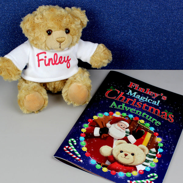 Personalised Magical Christmas Adventure Story Book and Personalised Teddy Bear - Personalised For Finley