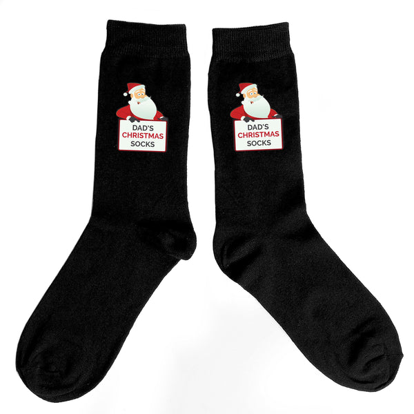 Personalised Santa Claus Christmas Socks - Pair Of Socks Shown With Personalisation On Both Sides