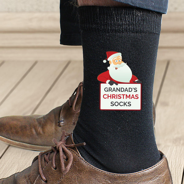 Personalised Santa Claus Christmas Socks -  Worn By A Male Model