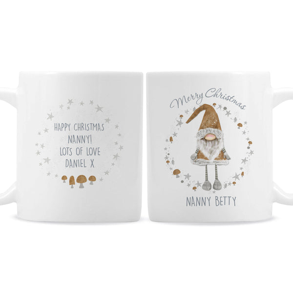 Personalised Scandinavian Christmas Gnome Mug - Close Up Of The Front And Reverse Of The Mug