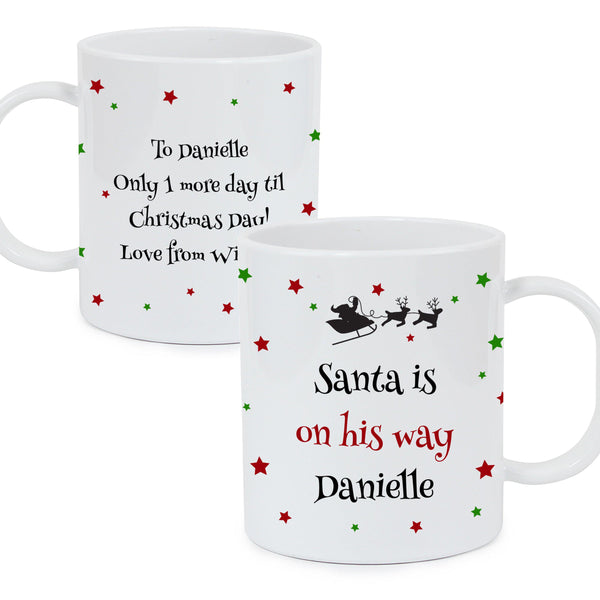 Personalised Christmas Eve Plastic Mug - Personalised Text That Reads 