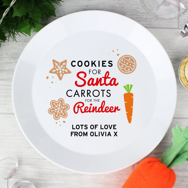 Personalised Cookies for Santa Christmas Eve Plastic Plate - Personalised For Santa To See It Is From Olivia