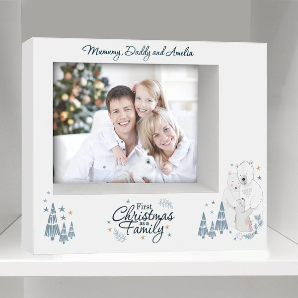 Personalised Polar Bear '1st Christmas As A Family' 7x5 Box Photo Frame -  Personalised Mummy, Daddy & Amelia