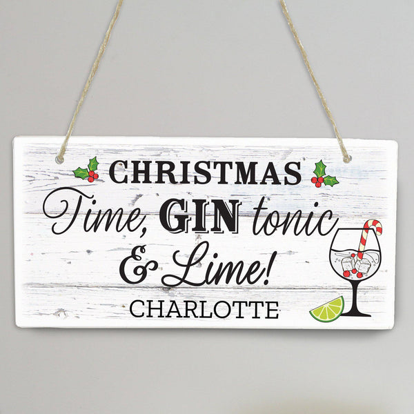 Personalised Christmas Gin Wooden Sign -  Personalised For Charlotte