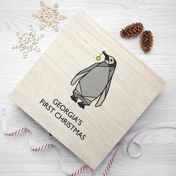 Personalised Baby Penguin First Christmas Box - Large - Personalised For George