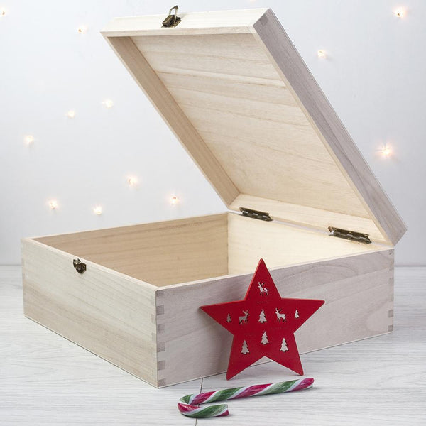 Personalised Baby Penguin First Christmas Box -  Large - Box Ajar With A Christmas Star Leaning Against It