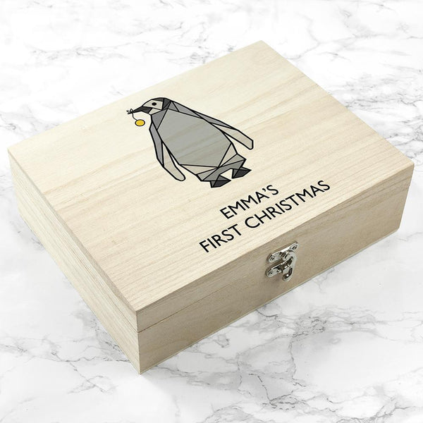 Personalised Baby Penguin First Christmas Box - Small - Personalised For Emma