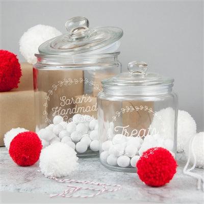 Personalised Christmas Jar - Little 0.9L & Large 1.9L Jars Sit Together Filled With Goodies