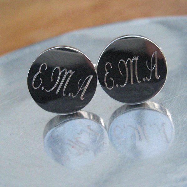 Personalised Round Vanessa Cufflinks - Initials E.M.A