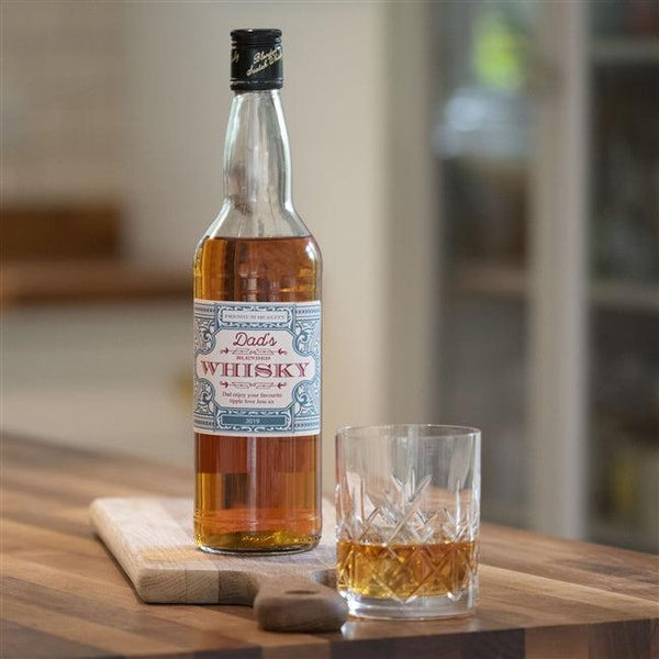 Personalised Vintage Style Whisky - Whisky Standing On A Chopping Board With A Tumbler Of Whisky