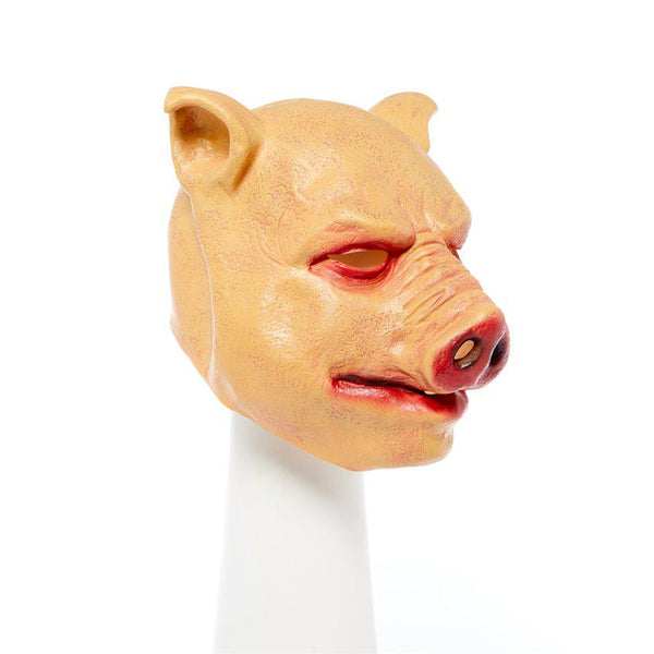 Front Left Facing Halloween Latex Pig Head Mask