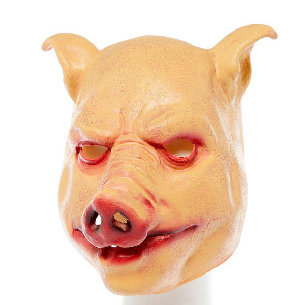 Front Right Facing Halloween Latex Pig Head Mask