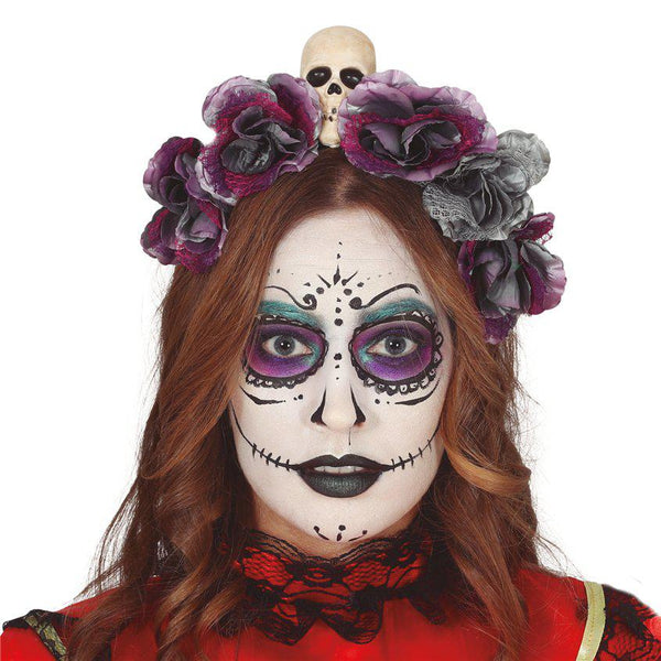 Purple Flower Skull Headband