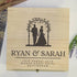 Wedding Memory Box - The Lid Pictures A Happy Couple Walking Through A Wedding Arch With The Couples Name And Wedding Details Below