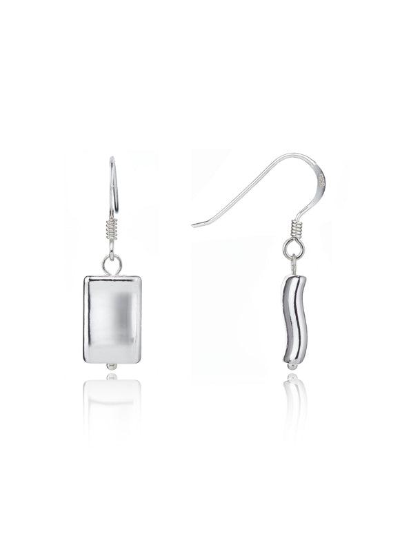 Hammered Rectangular Bead Earrings