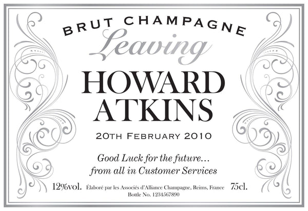Personalised Goodbye Leaving Gift Champagne -  Leaving Label With Name - Date & Good Luck Message 