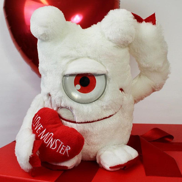 Deluxe Valentine Gift Box - Close Up Of White Cuddly Plush Teddy
