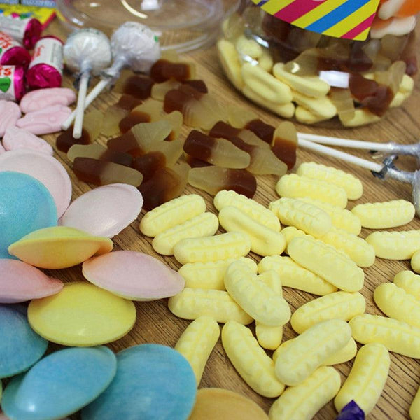 GIANT VICTORIAN RETRO SWEET JAR - BANANAS, FLYING SAUCERS AND COLA BOTTLES