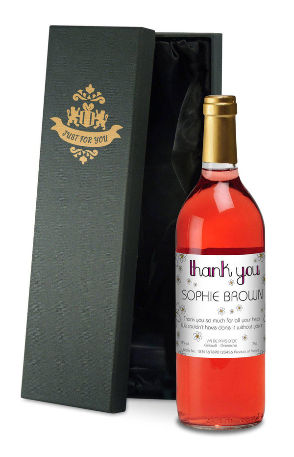 Personalised Thank You Daisies Rosé Wine = Personalised For Sophie Brown