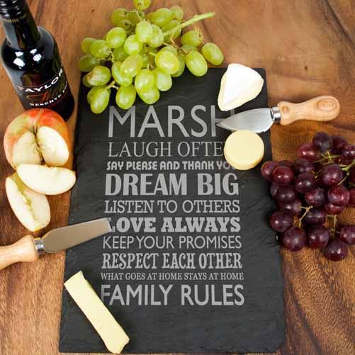 Personalised Large Family Rules Slate Board - Ideal Family Gift